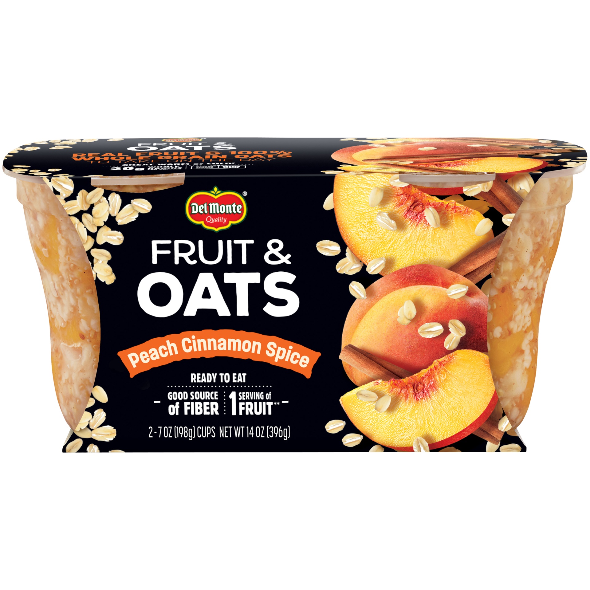 slide 1 of 4, Del Monte Peach Cinnamon Spice Fruit & Oats, 2 ct; 7 oz