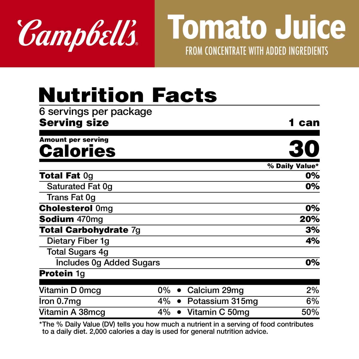 slide 5 of 8, Campbell's 100% Tomato Juice, 5.5 fl oz Can (6 Pack), 33.000 fl oz