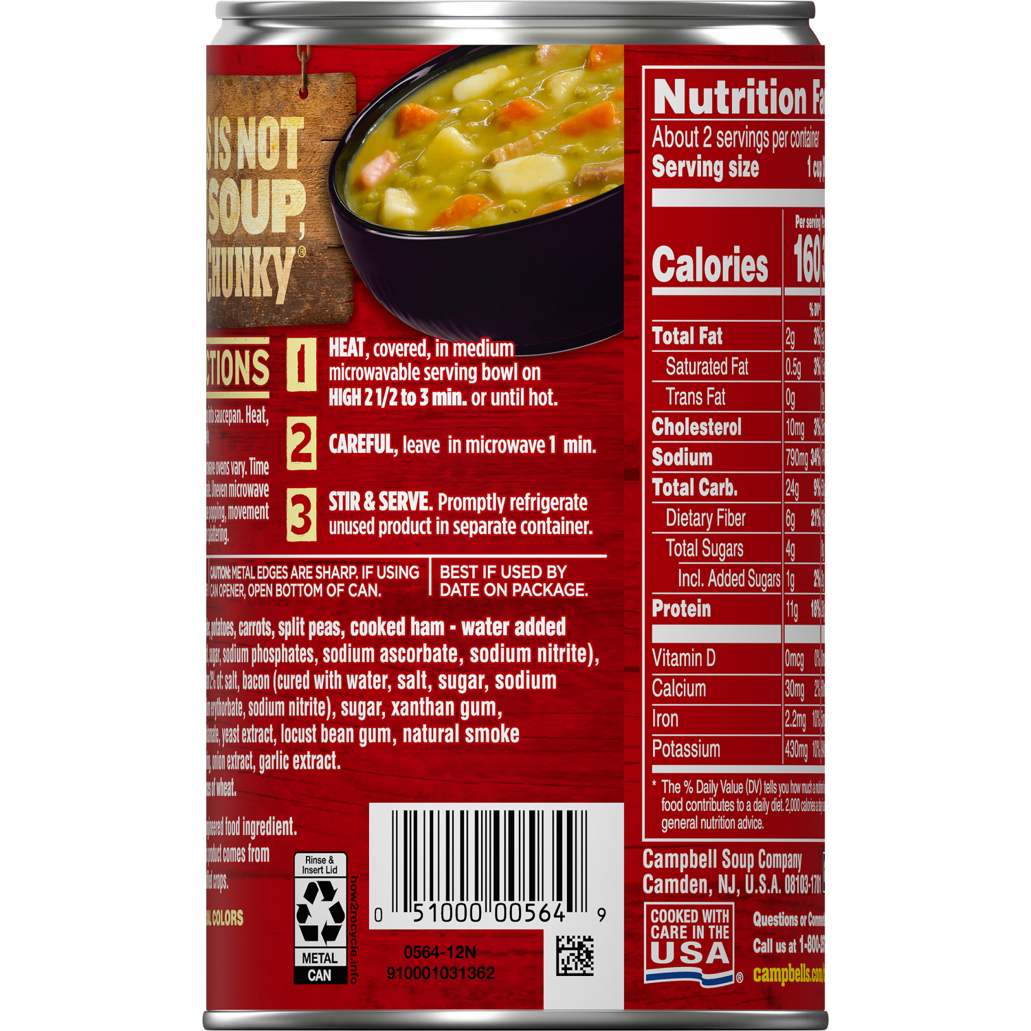 slide 3 of 5, Campbell's Split Pea Soup With Ham, 19 oz