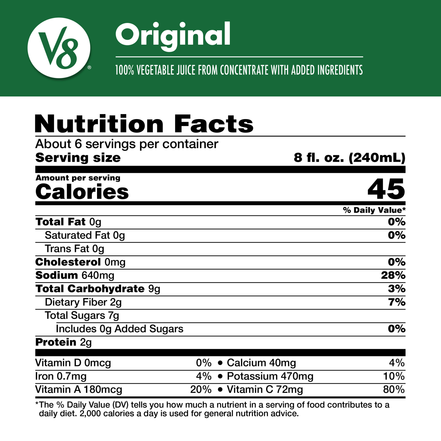 slide 3 of 5, V8 Original 100% Vegetable Juice, 46 fl oz Bottle, 46.000 fl oz