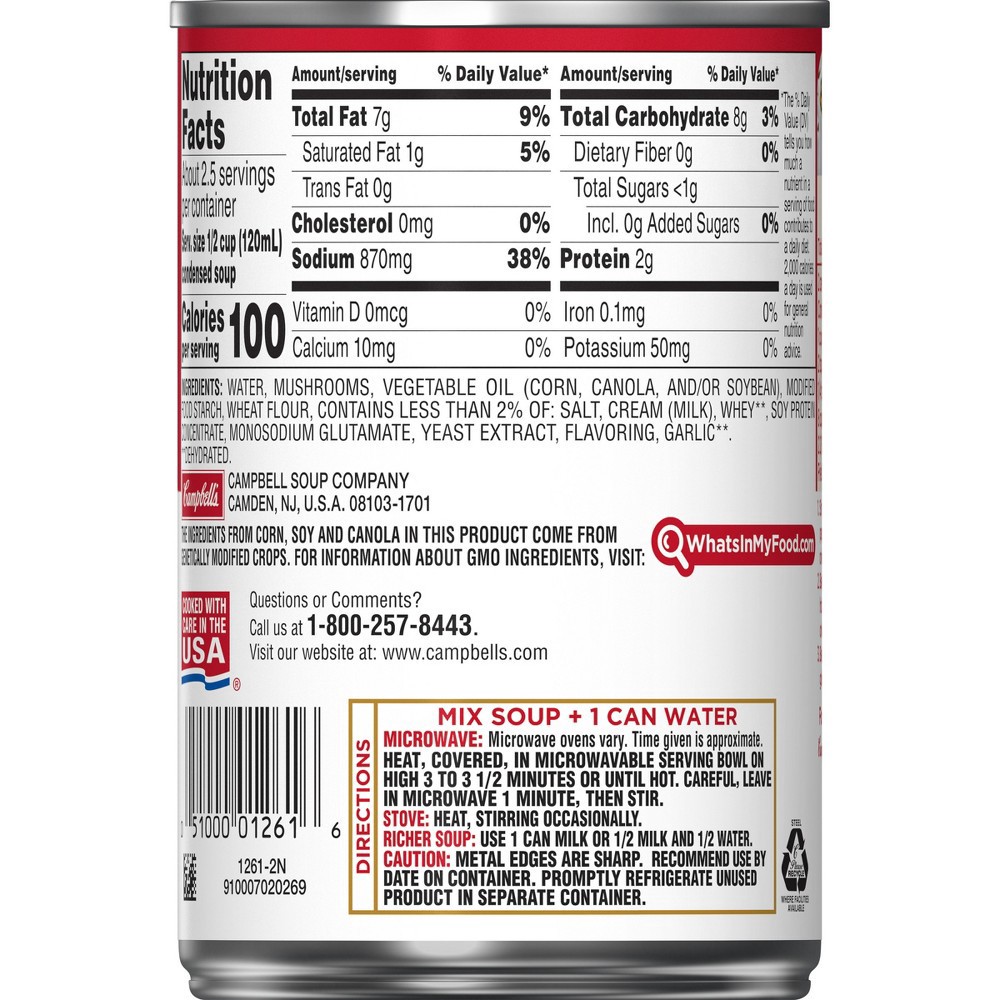 slide 6 of 11, Campbell's Condensed Cream of Mushroom Soup, 10.5 oz Can, 10.5 oz