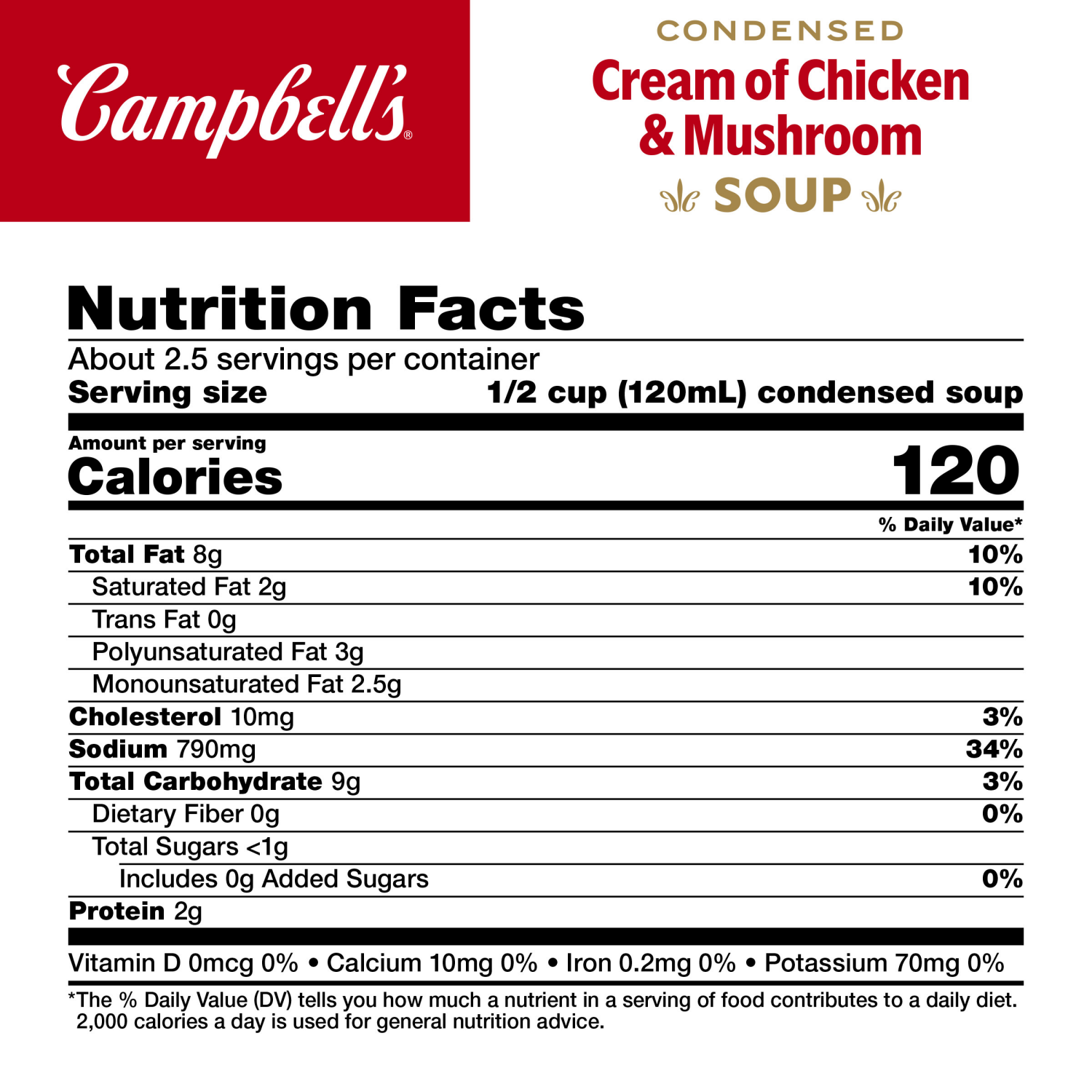 slide 2 of 7, Campbell's Condensed Cream of Chicken and Mushroom Soup, 10.5 oz Can, 10.5 oz