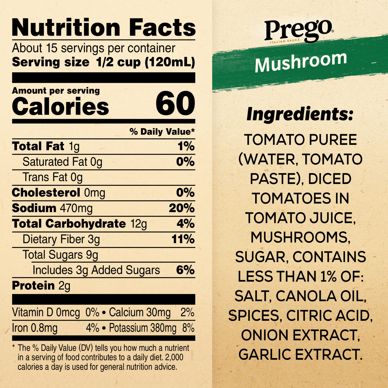 slide 4 of 8, Prego Mushroom Pasta Sauce, 67.000 oz
