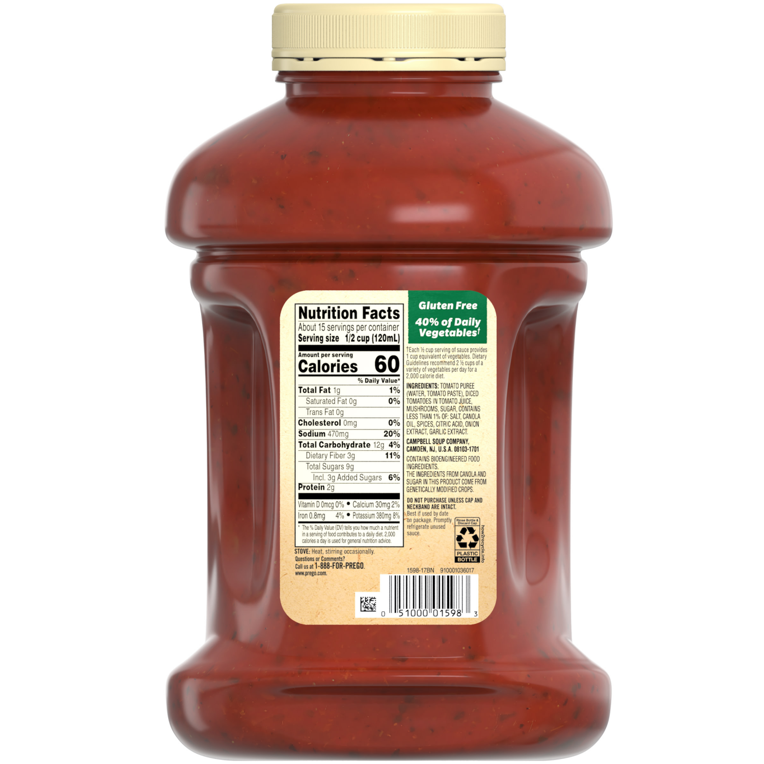 slide 5 of 8, Prego Mushroom Pasta Sauce, 67.000 oz