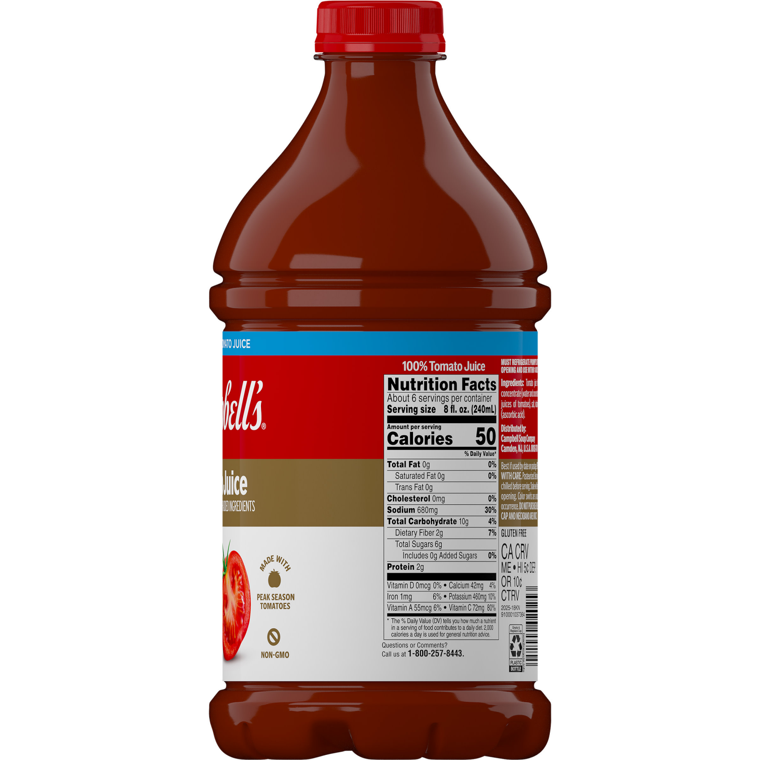 slide 4 of 8, Campbell's Campbell’s 100% Tomato Juice, 46 fl oz Bottle, 46.000 fl oz