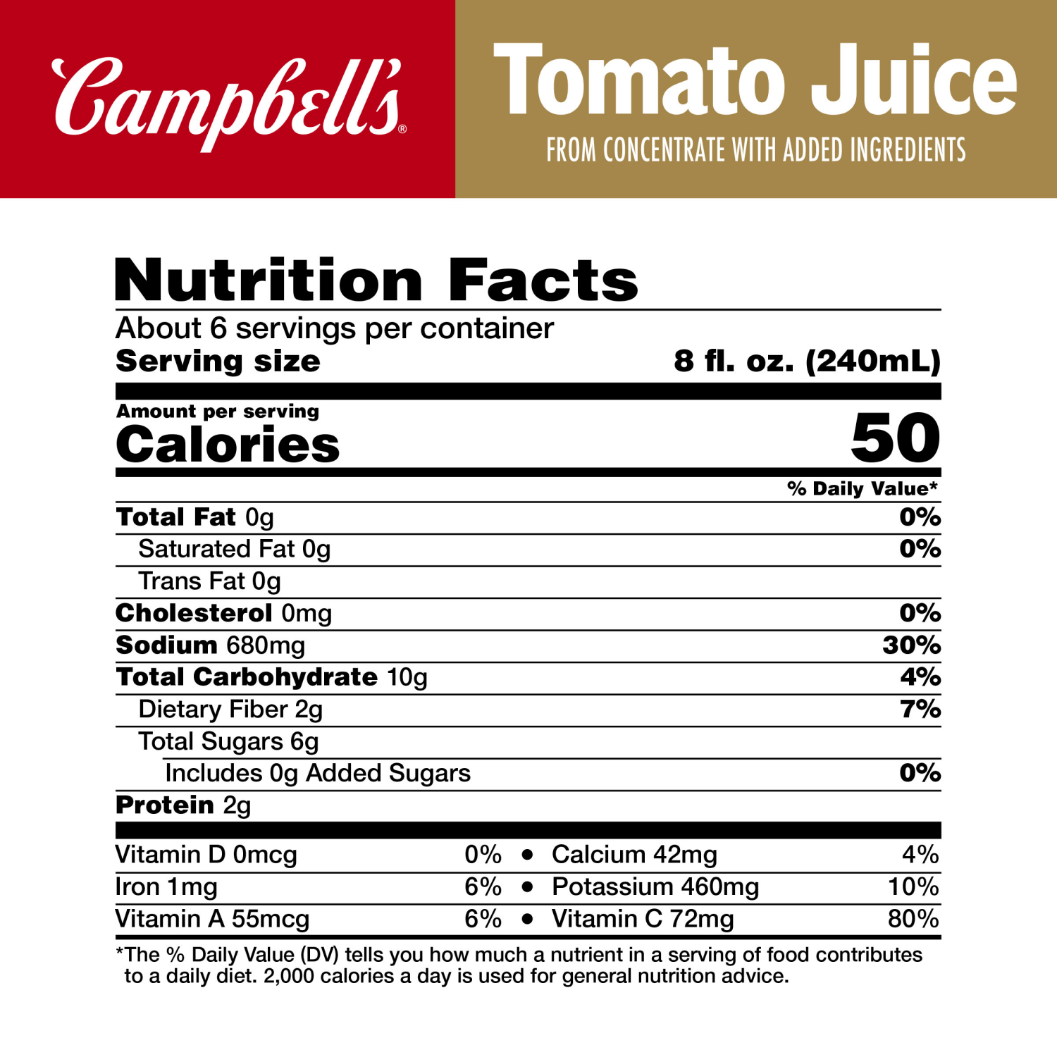 slide 5 of 8, Campbell's Campbell’s 100% Tomato Juice, 46 fl oz Bottle, 46.000 fl oz