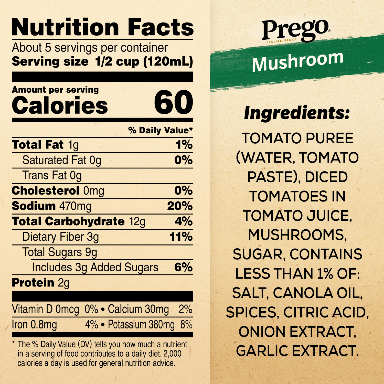 slide 2 of 5, Prego Mushroom Pasta Sauce, 24.000 oz