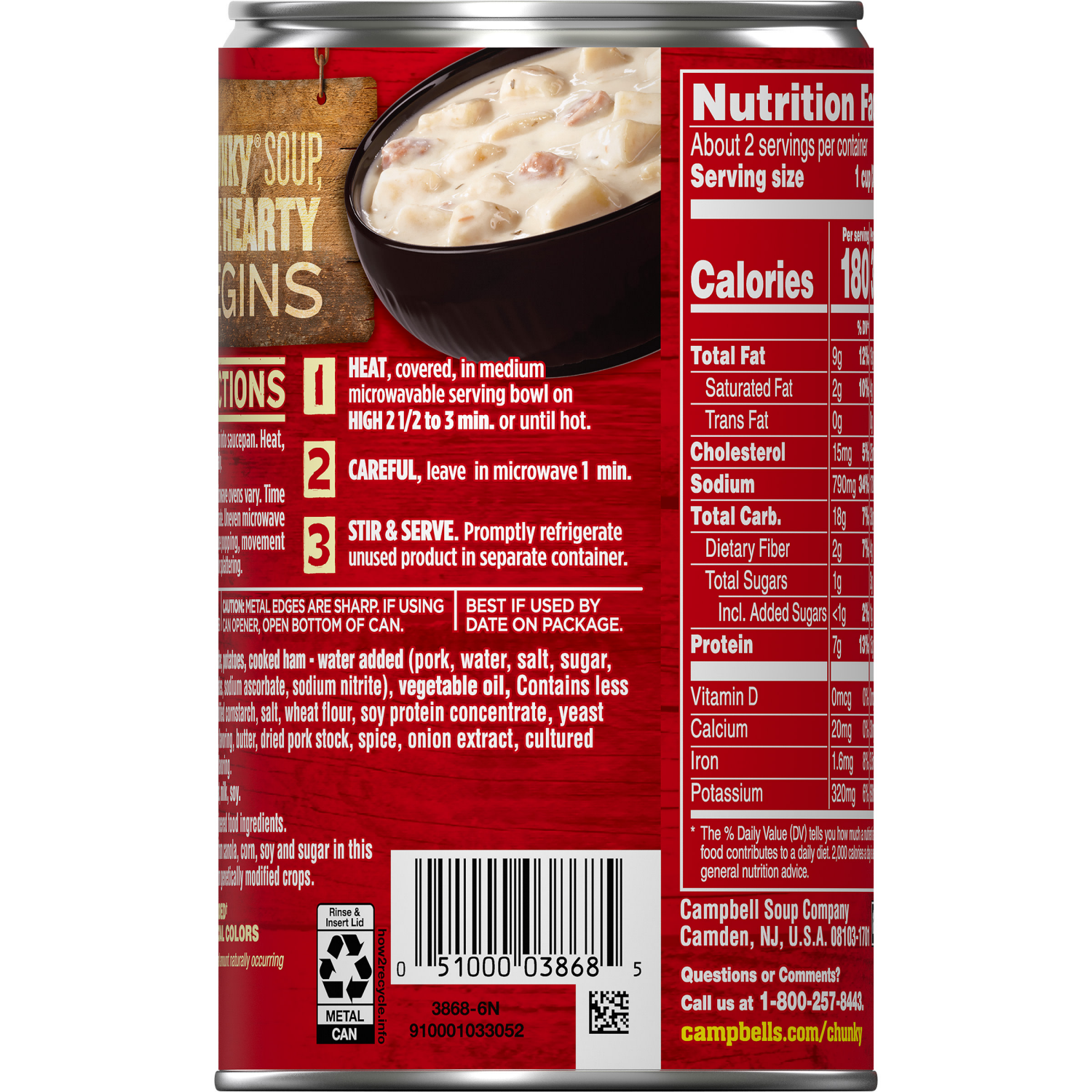 slide 3 of 5, Campbell's Old Fashioned Potato Ham Chowder, 18.800 oz