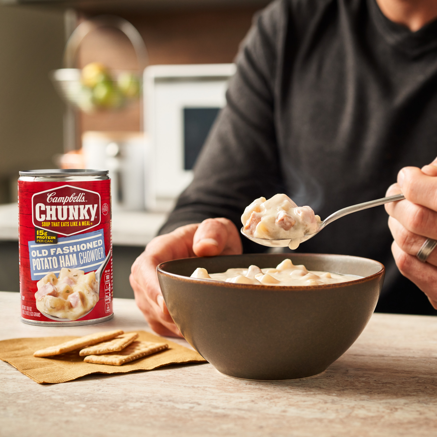 slide 4 of 5, Campbell's Old Fashioned Potato Ham Chowder, 18.800 oz