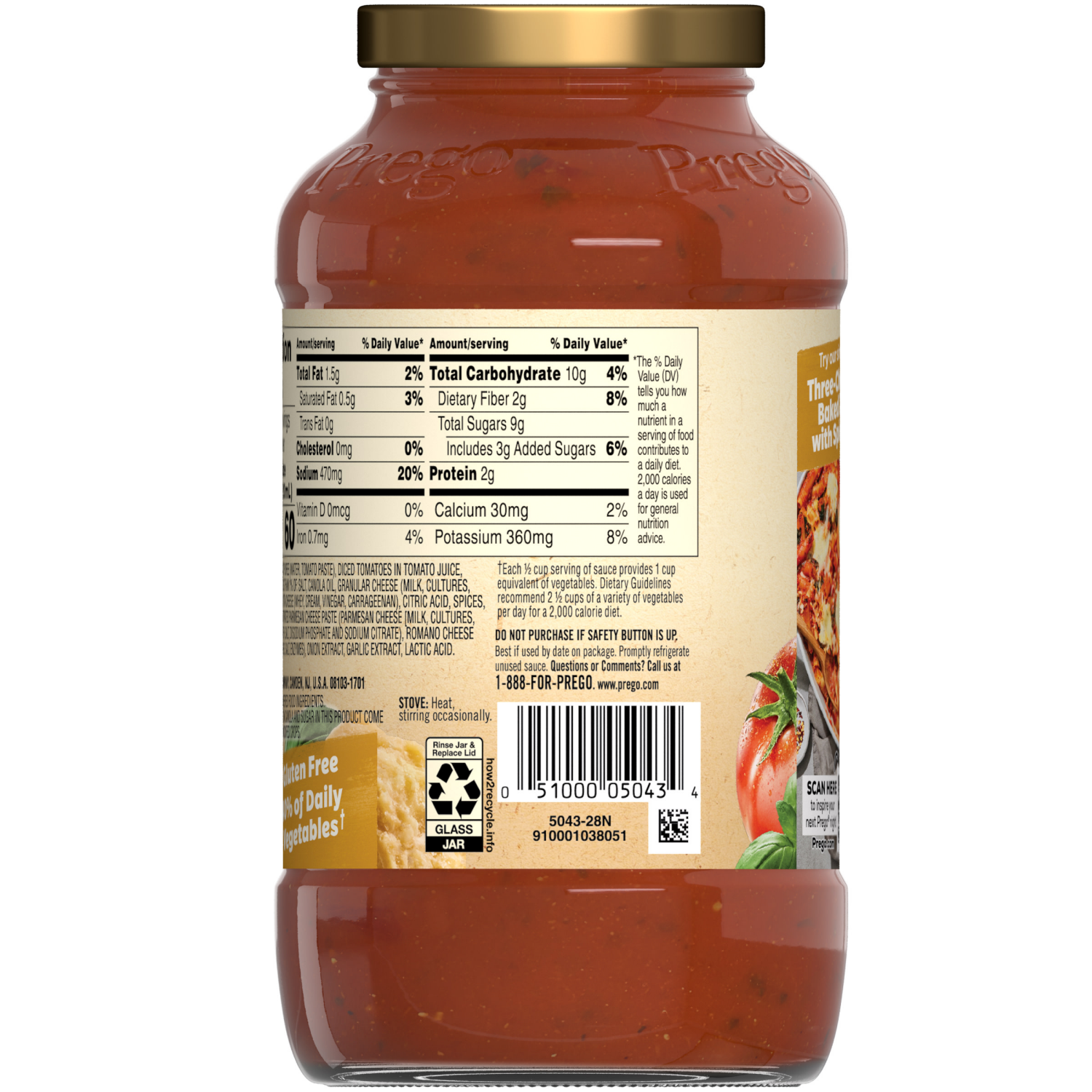 slide 5 of 8, Prego Three Cheese Pasta Sauce, 24.000 oz