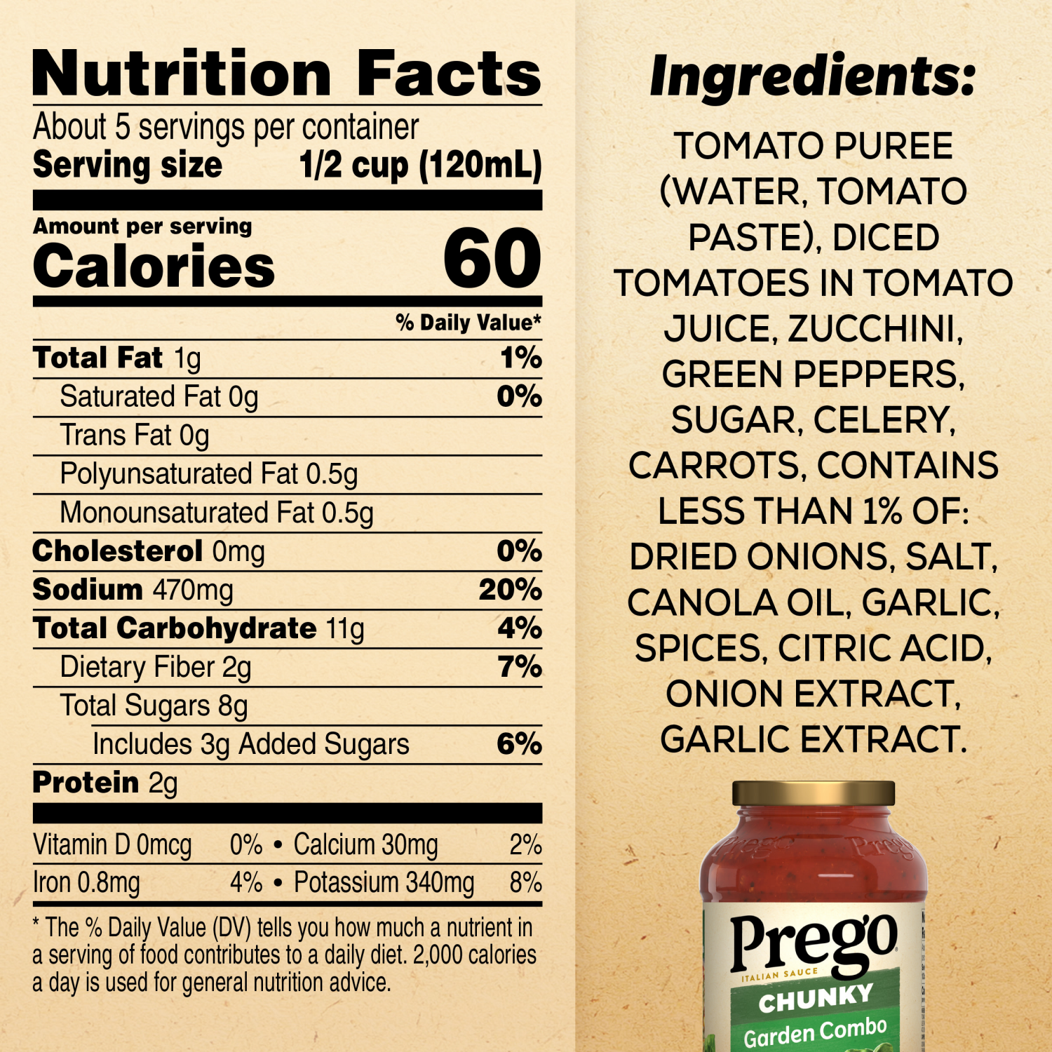 slide 2 of 5, Prego Chunky Garden Combo Pasta Sauce, 23.750 oz
