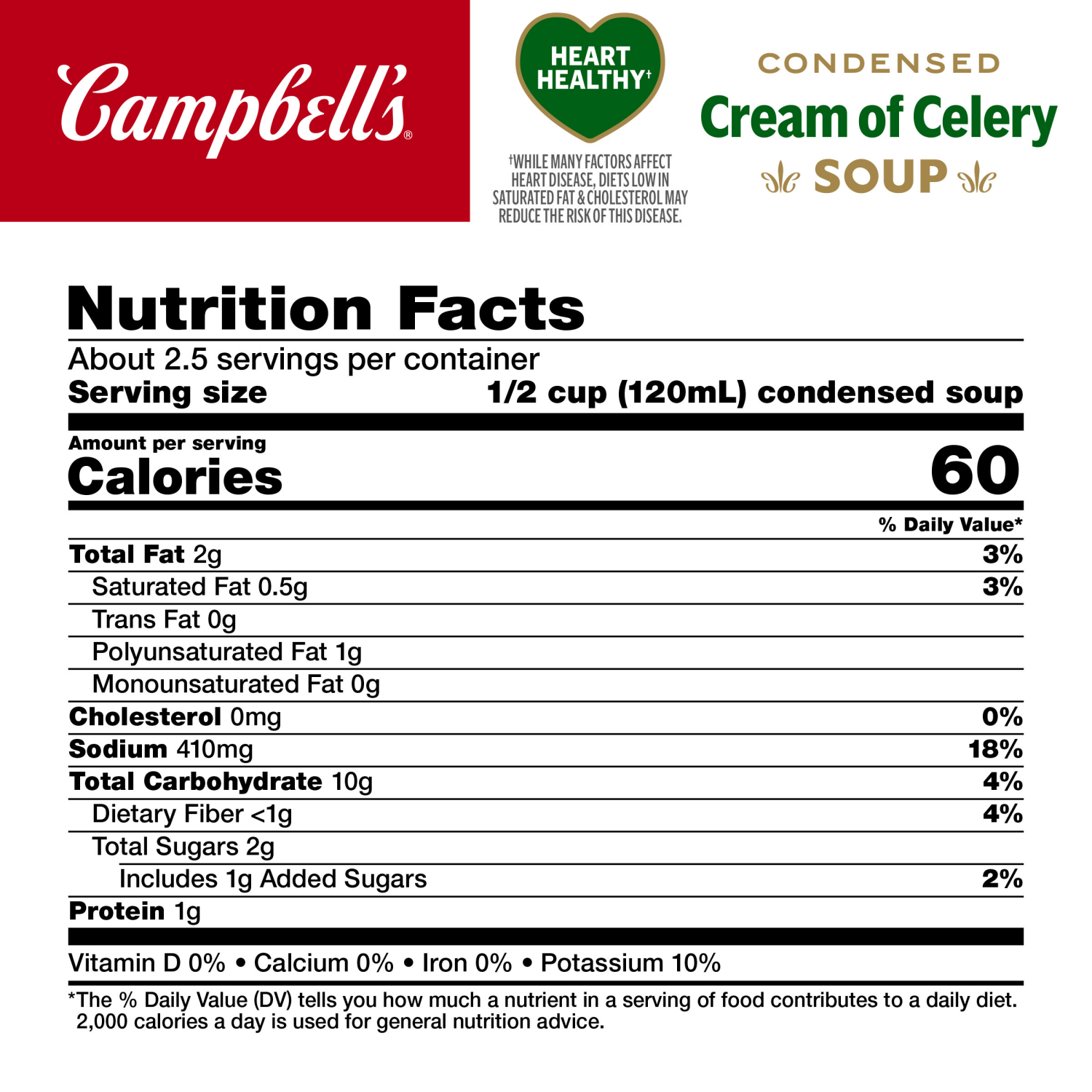 slide 2 of 7, Campbell's Condensed Heart Healthy Cream of Celery Soup, 10.5 oz Can, 10.5 oz