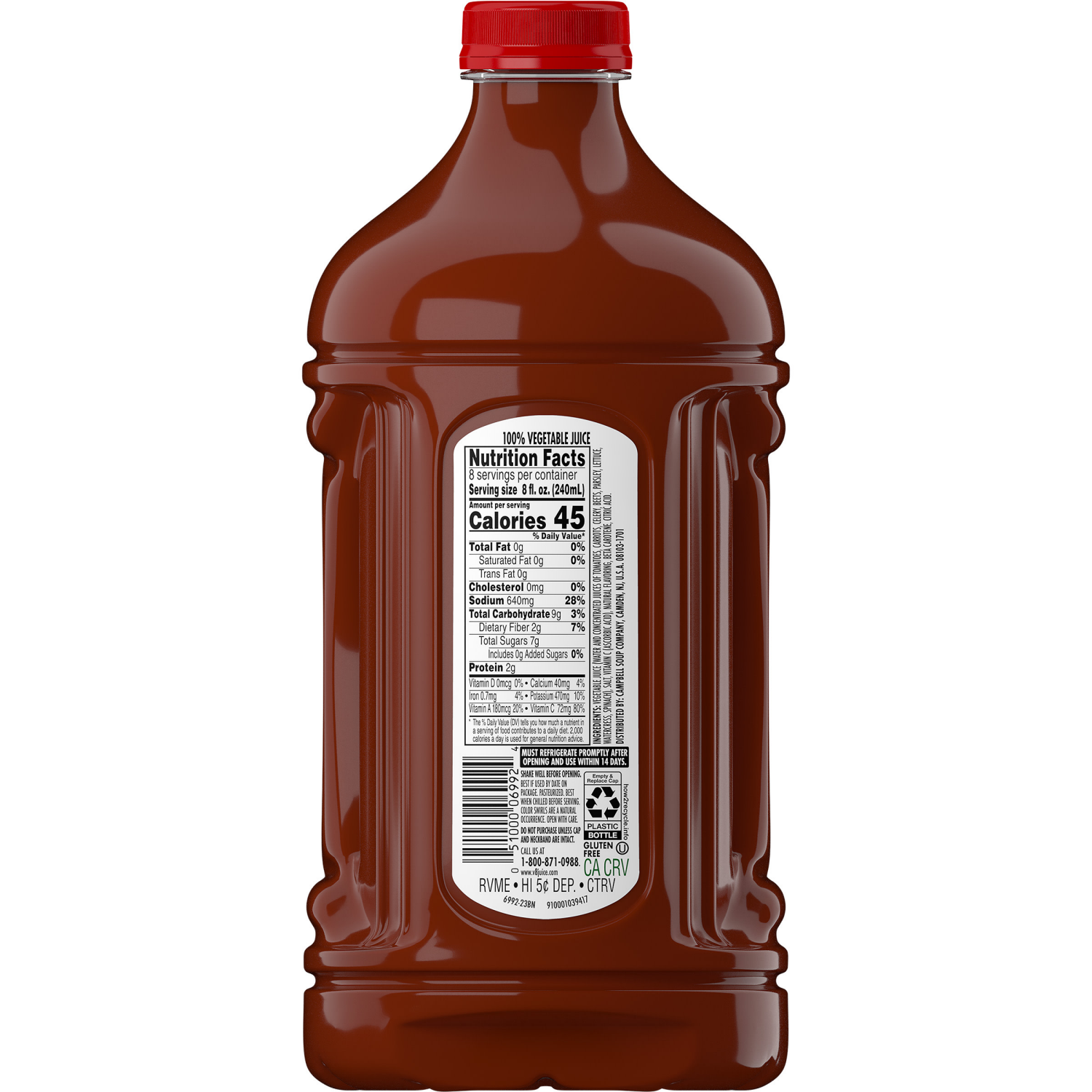 slide 8 of 8, V8 Original 100% Vegetable Juice, 64.000 fl oz