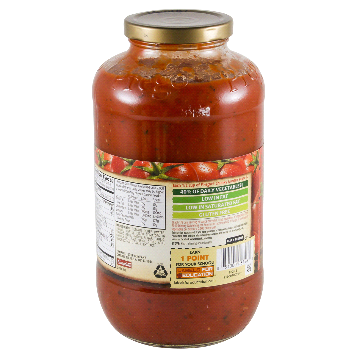 slide 3 of 4, Prego Chunky Garden Tomato, Onion & Garlic Italian Sauce, 45 oz