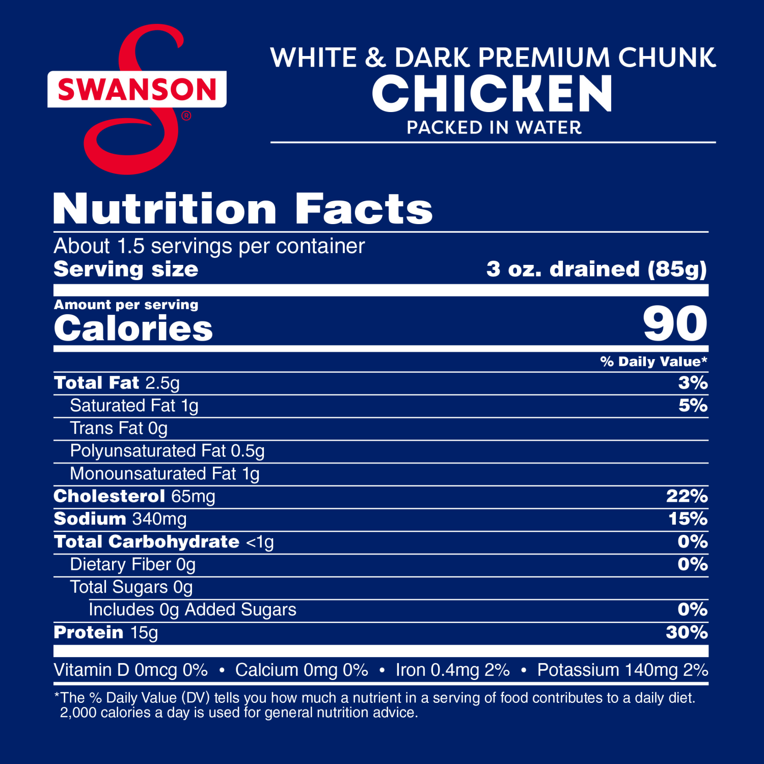 slide 2 of 5, Swanson White and Dark Premium Chunk Canned Chicken Breast in Water, 9.75 OZ Can, 9.750 oz