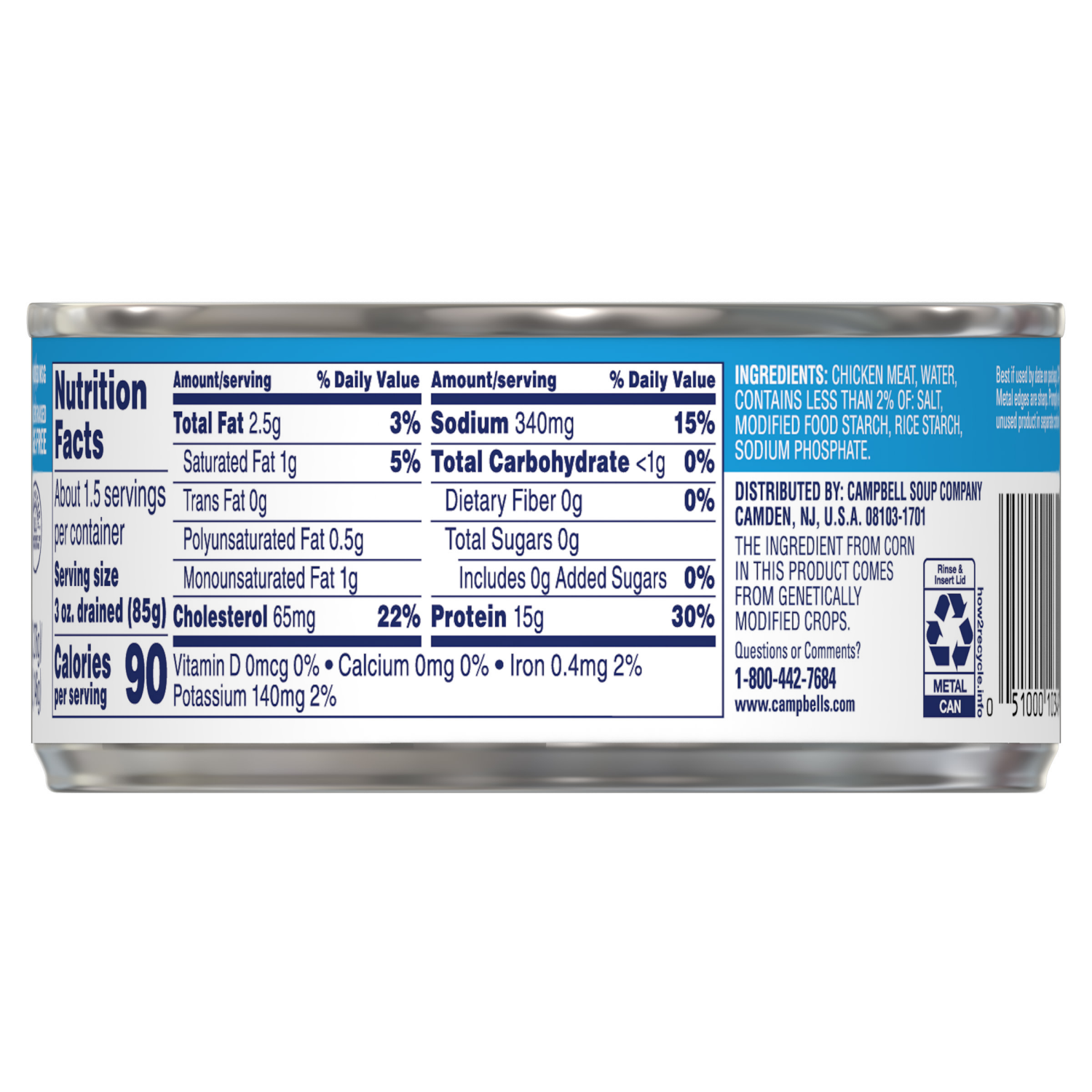 slide 3 of 5, Swanson White and Dark Premium Chunk Canned Chicken Breast in Water, 9.75 OZ Can, 9.750 oz