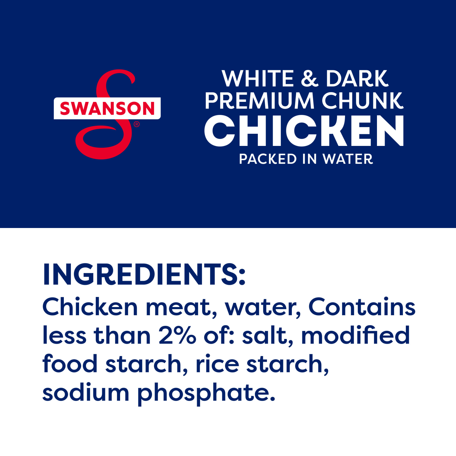 slide 5 of 5, Swanson White and Dark Premium Chunk Canned Chicken Breast in Water, 9.75 OZ Can, 9.750 oz