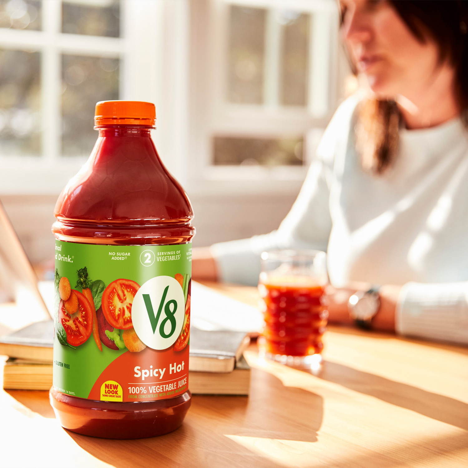 slide 6 of 8, V8 Spicy Hot 100% Vegetable Juice, 46 fl oz Bottle, 46.000 fl oz