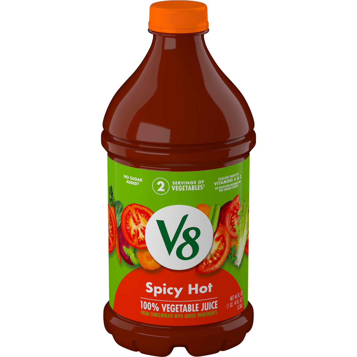slide 1 of 8, V8 Spicy Hot 100% Vegetable Juice, 46 fl oz Bottle, 46.000 fl oz