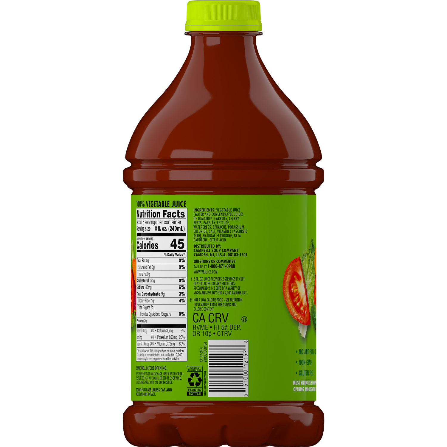 slide 3 of 7, V8 Low Sodium Original 100% Vegetable Juice, 46 fl oz Bottle, 46.000 fl oz