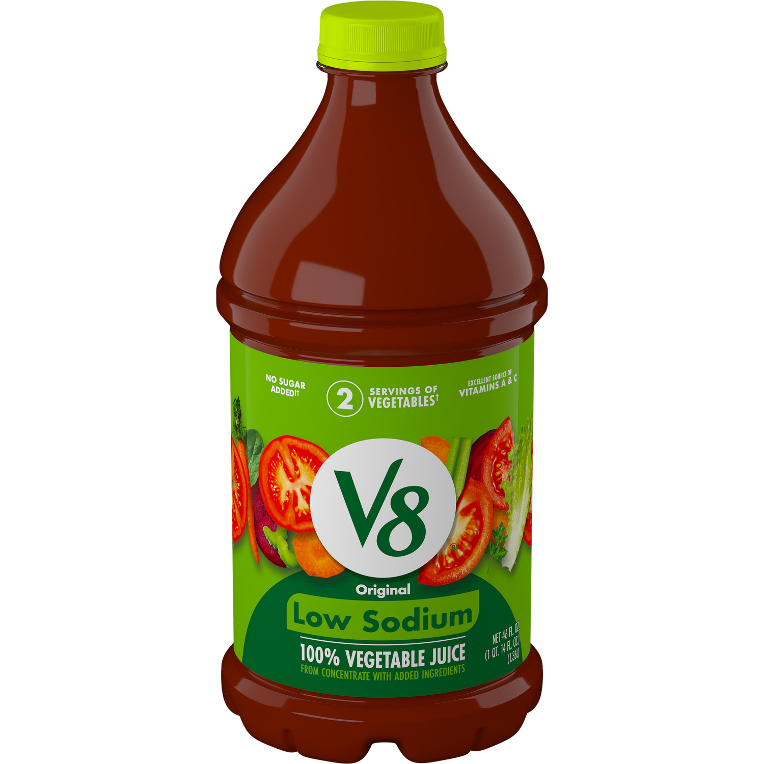 slide 1 of 7, V8 Low Sodium Original 100% Vegetable Juice, 46 fl oz Bottle, 46.000 fl oz