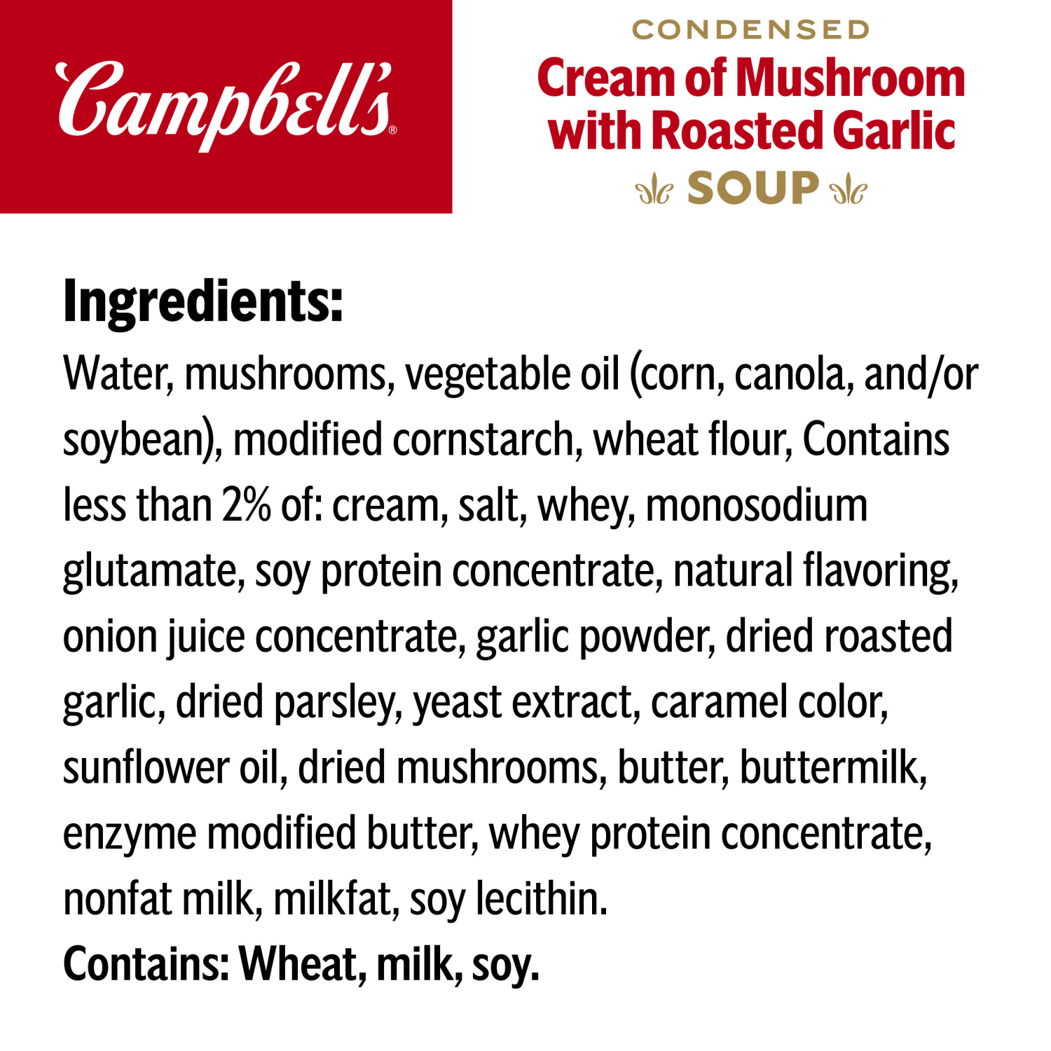 slide 4 of 7, Campbell's Condensed Cream of Mushroom Soup With Roasted Garlic, 10.5 oz Can, 10.5 oz