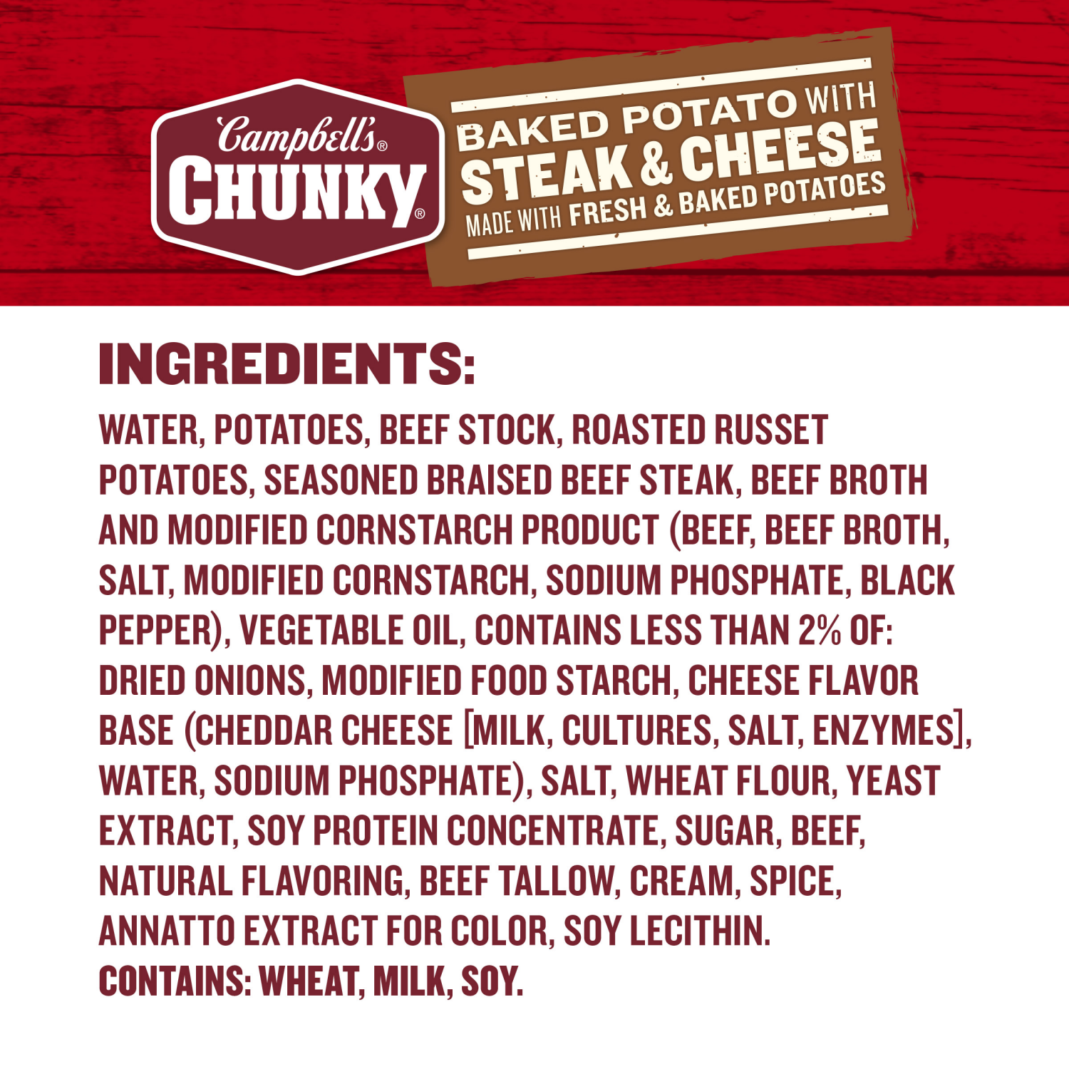 slide 5 of 5, Campbell's Baked Potato with Steak and Cheese Soup, 18.800 oz