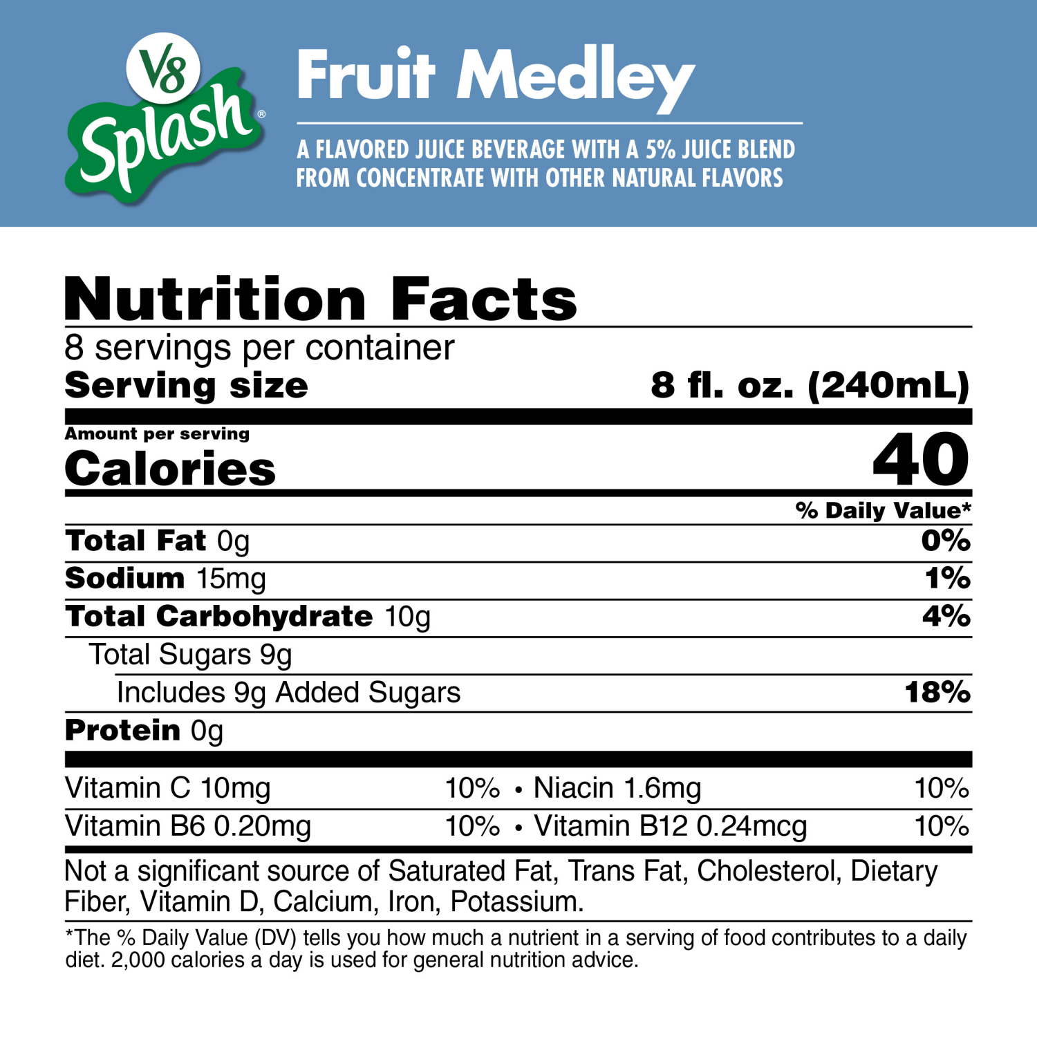 slide 5 of 8, V8 Splash Fruit Medley Flavored Beverage, 64 fl oz Bottle, 64 fl oz