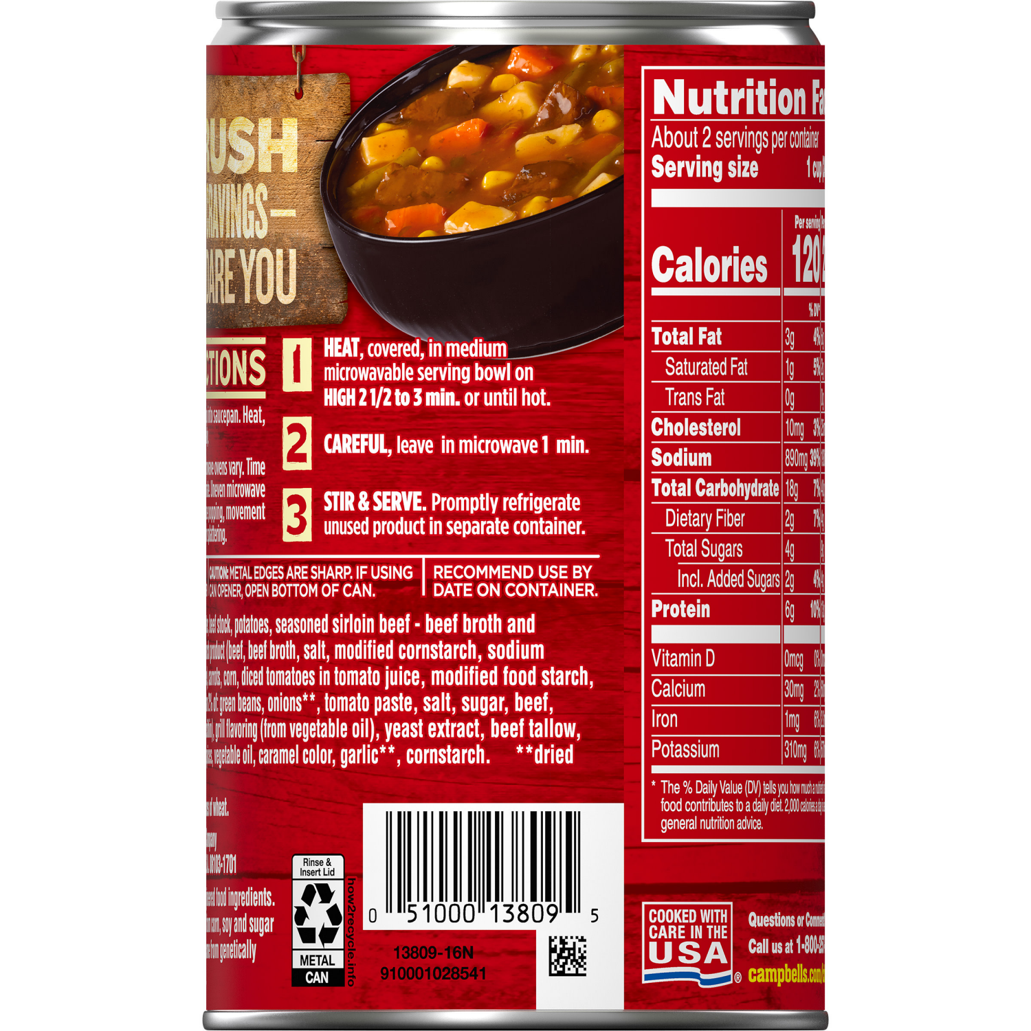 slide 3 of 5, Campbell's Steak With Hearty Vegetables Soup, 18.800 oz