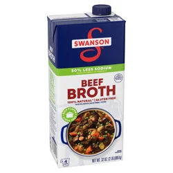 Swanson 50% Less Sodium Beef Broth, 32 oz Carton