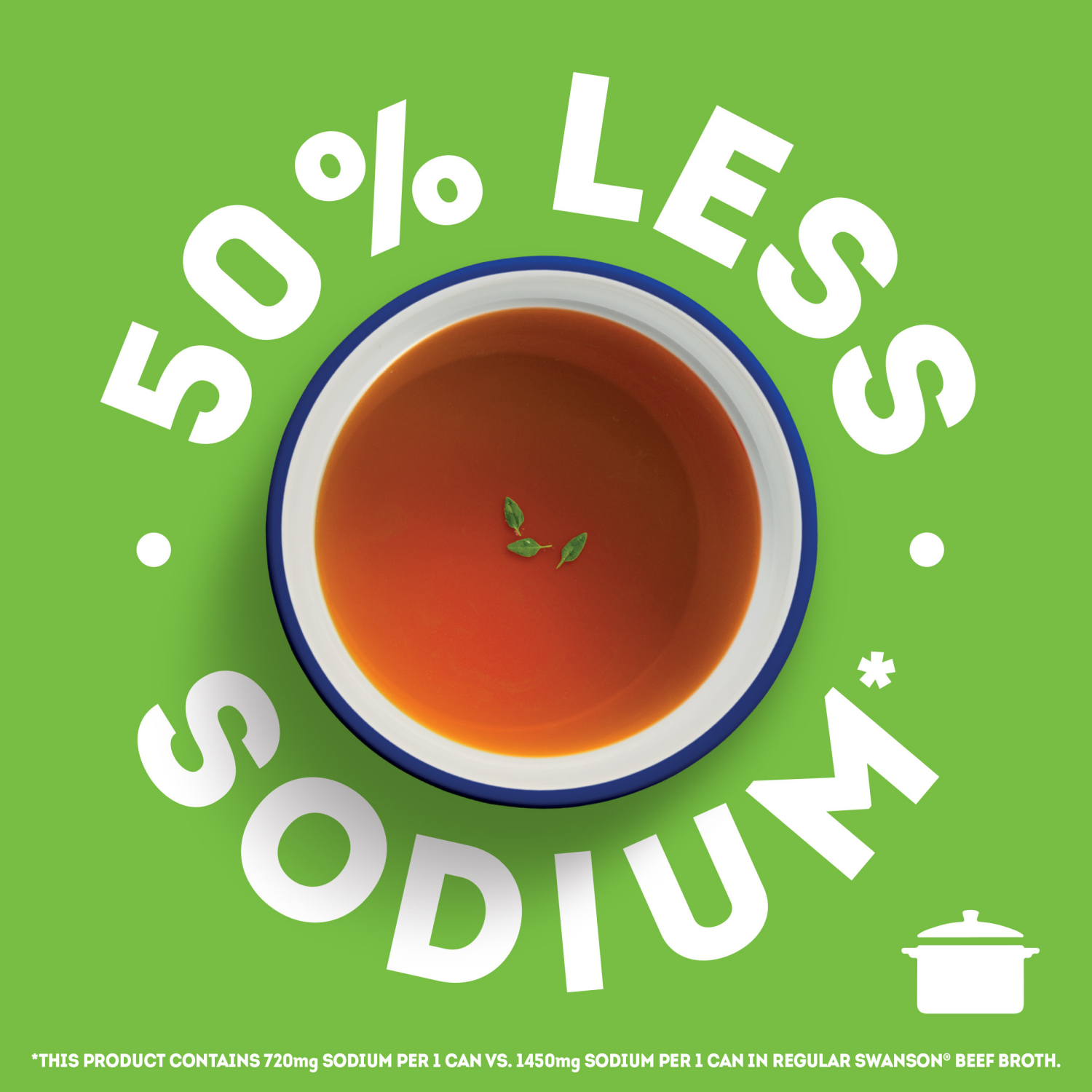slide 4 of 8, Swanson 50% Less Sodium Beef Broth, 14.5 oz Can, 14.500 oz