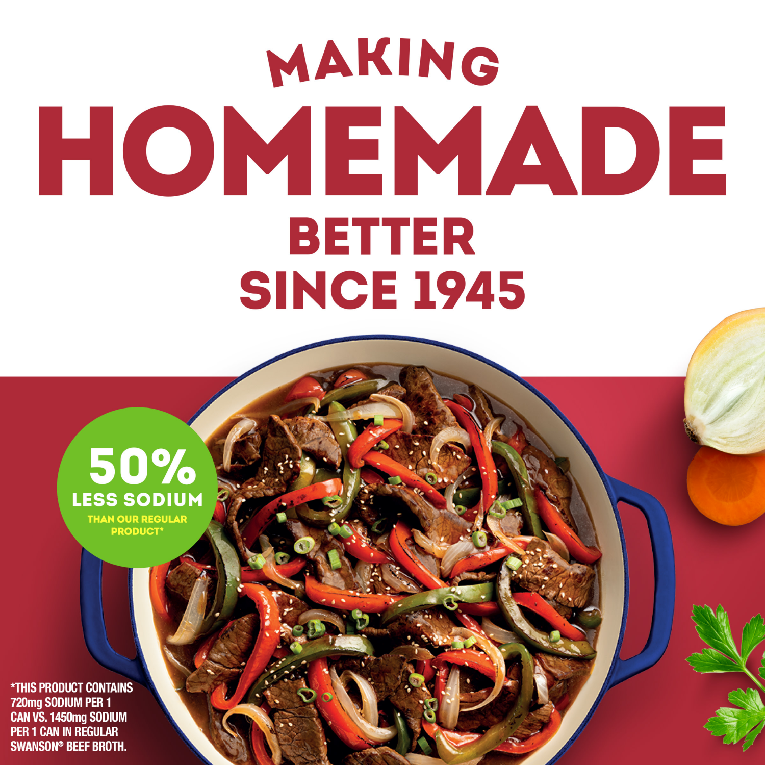 slide 6 of 8, Swanson 50% Less Sodium Beef Broth, 14.5 oz Can, 14.500 oz