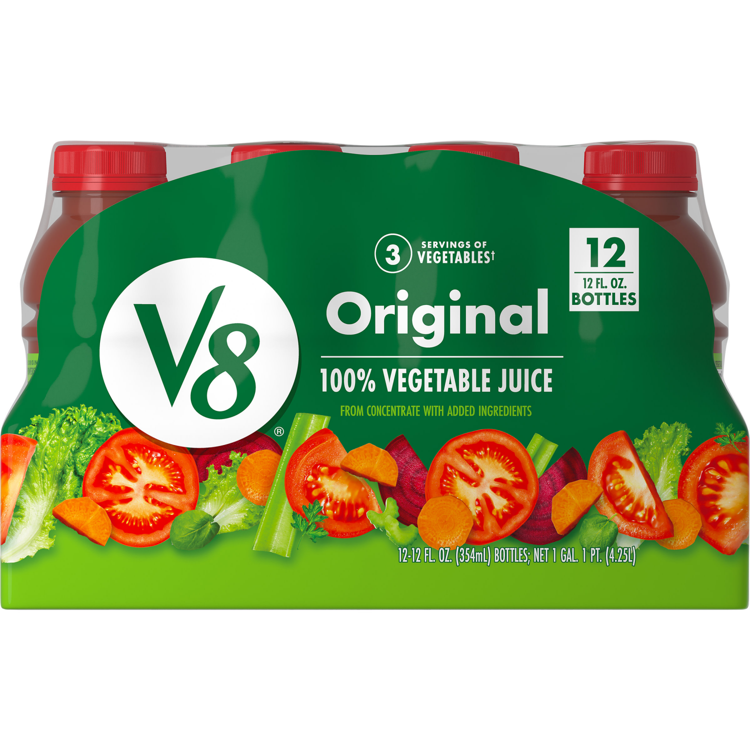 slide 2 of 5, V8 Original 100% Vegetable Juice, 144.000 fl oz