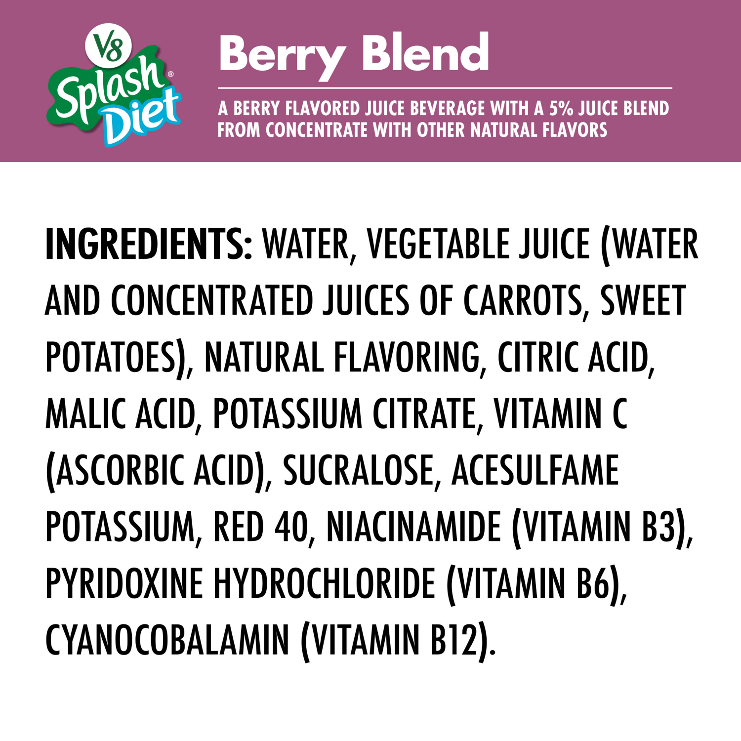 slide 3 of 8, V8 Splash Diet Berry Blend Flavored Beverage, 64 fl oz Bottle, 64.000 fl oz