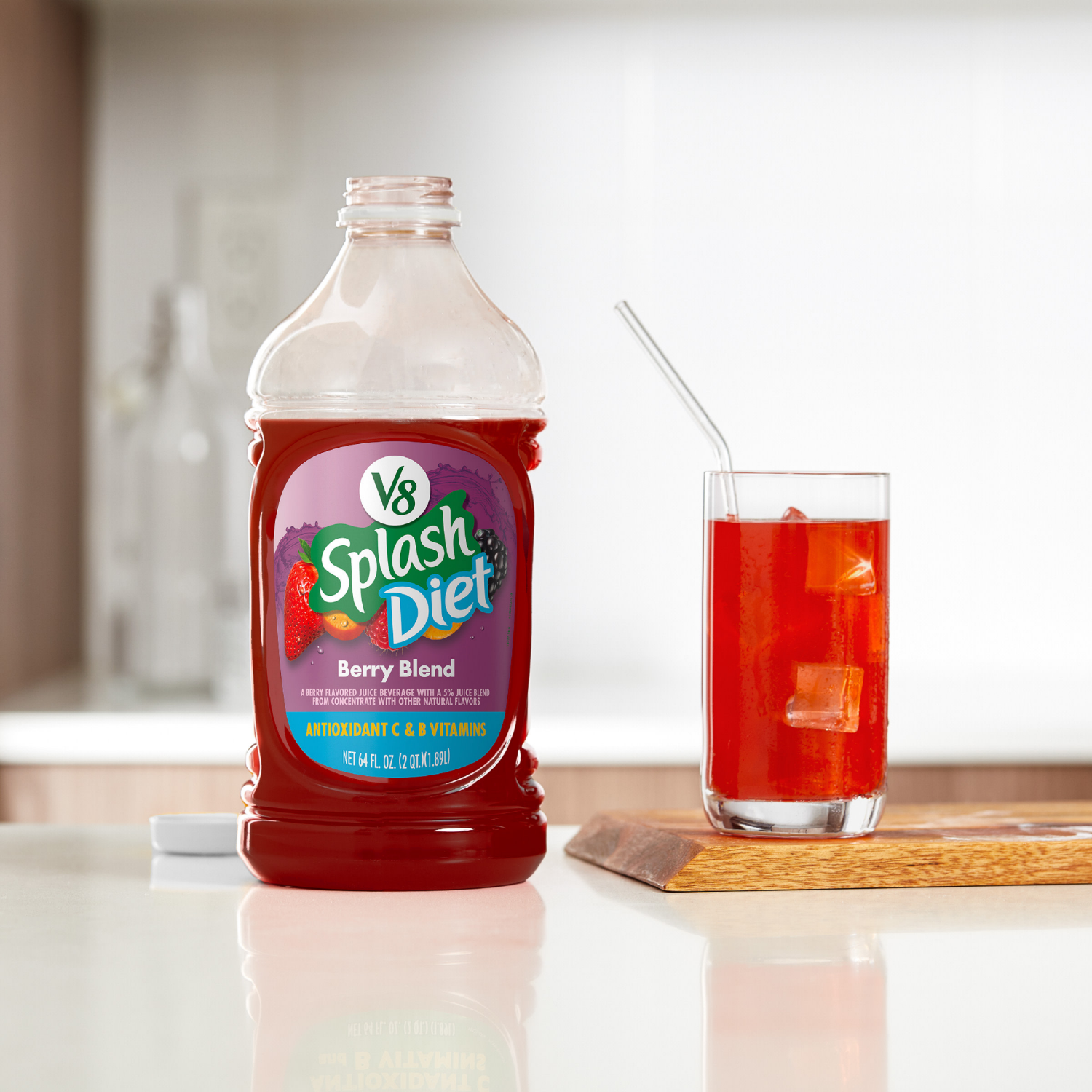 slide 6 of 8, V8 Splash Diet Berry Blend Flavored Beverage, 64 fl oz Bottle, 64.000 fl oz