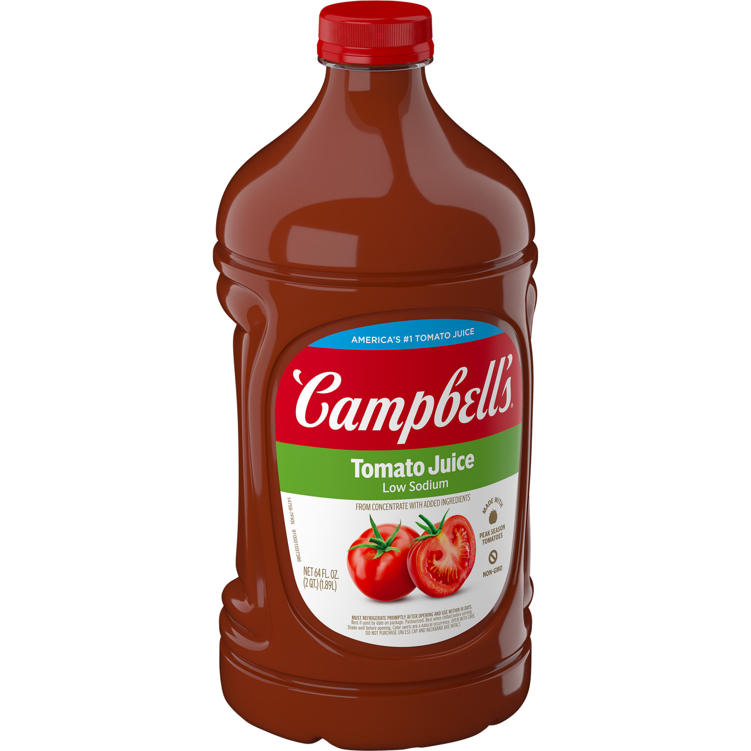 slide 1 of 8, Campbell's Low Sodium 100% Tomato Juice, 64 fl oz Bottle, 64.000 fl oz