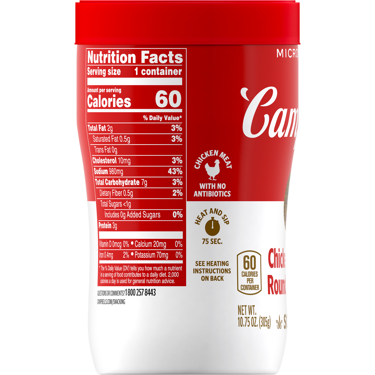 slide 3 of 8, Campbell's Sipping Soup, Chicken & Mini Round Noodle Soup, 10.75 oz Microwavable Cup, 10.750 oz