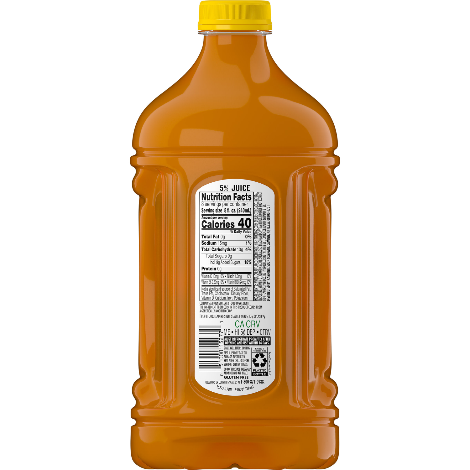 slide 8 of 8, V8 Splash Mango Peach Flavored Beverage, 64 fl oz Bottle, 64.000 fl oz