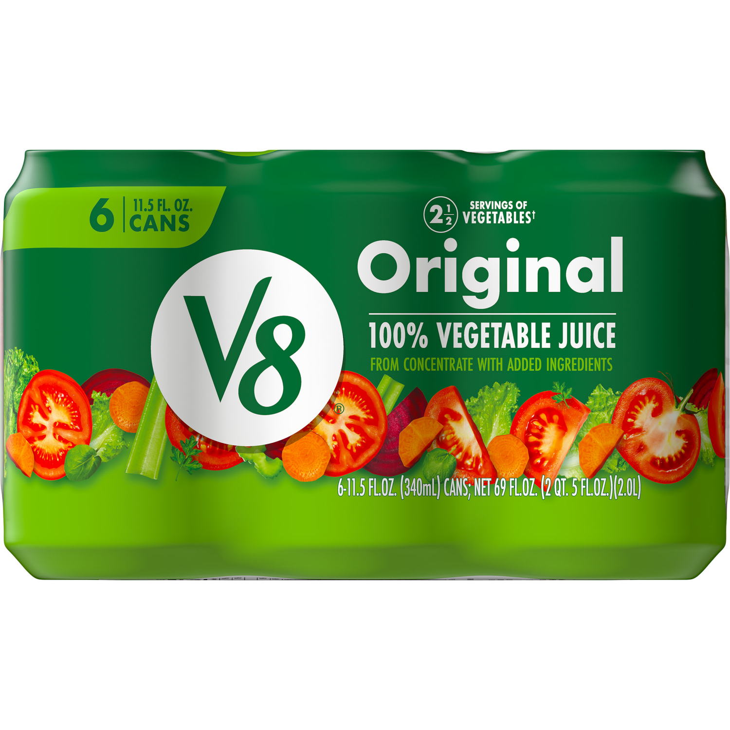 slide 2 of 5, V8 Original 100% Vegetable Juice, 69.000 fl oz