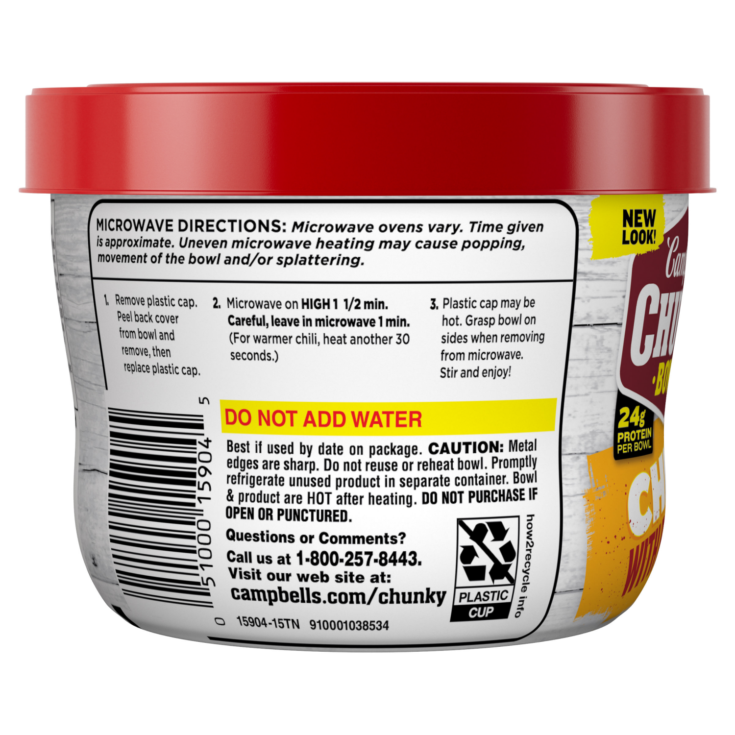 slide 2 of 6, Campbell's Campbell’s Chunky™ Chili With Beans, 15.25 oz Bowl, 15.250 oz