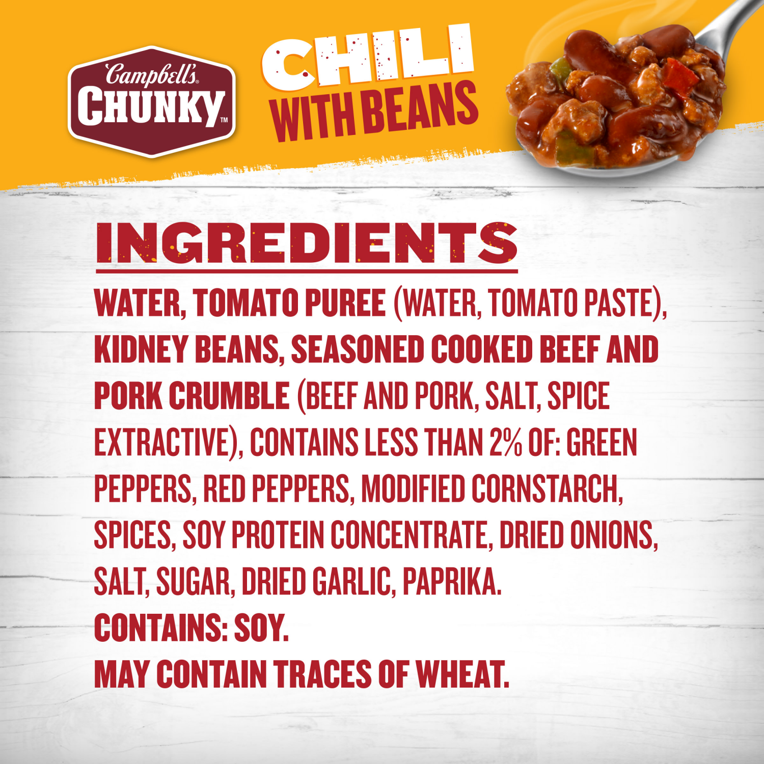 slide 3 of 6, Campbell's Campbell’s Chunky™ Chili With Beans, 15.25 oz Bowl, 15.250 oz