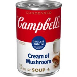 Campbell's Condensed 25% Less Sodium Cream of Mushroom Soup, 10.5 oz Can