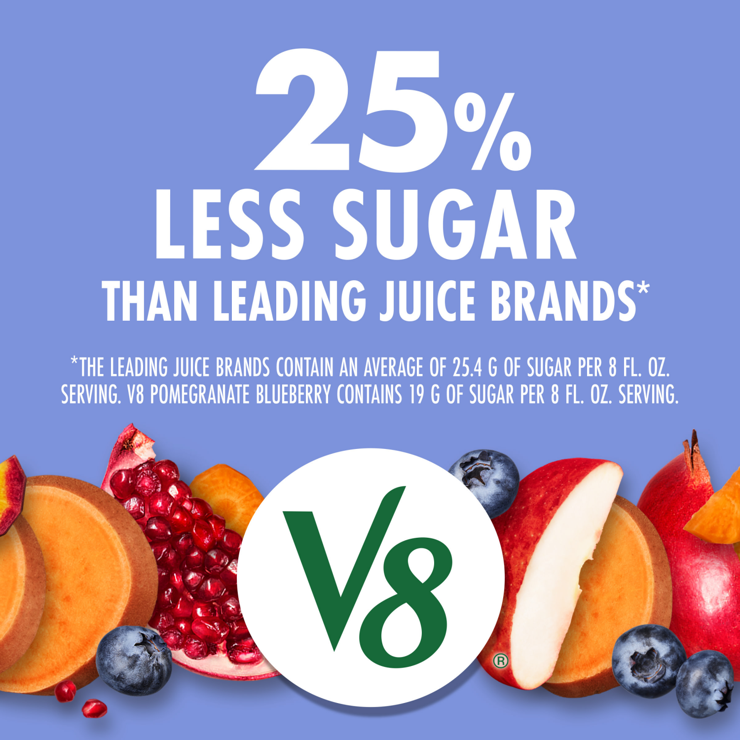slide 5 of 7, V8 Pomegranate Blueberry 100% Fruit and Vegetable Juice, 46 fl oz Bottle, 46.000 fl oz