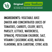 slide 18 of 29, V8 Low Sodium Original 100% Vegetable Juice, 11.5 fl oz Can (6 Pack), 69 oz