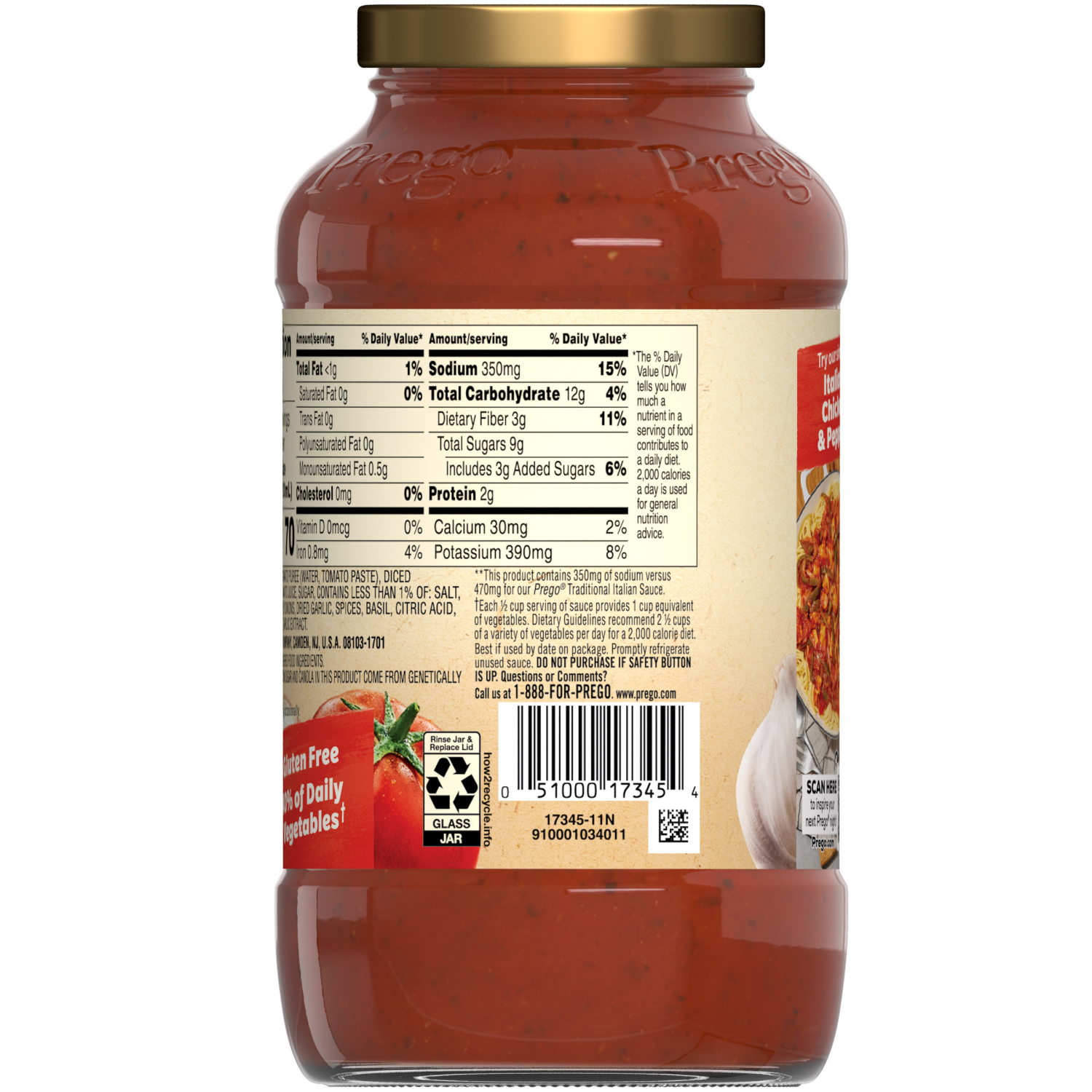 slide 5 of 8, Prego Traditional Lower Sodium Pasta Sauce, 23.500 oz