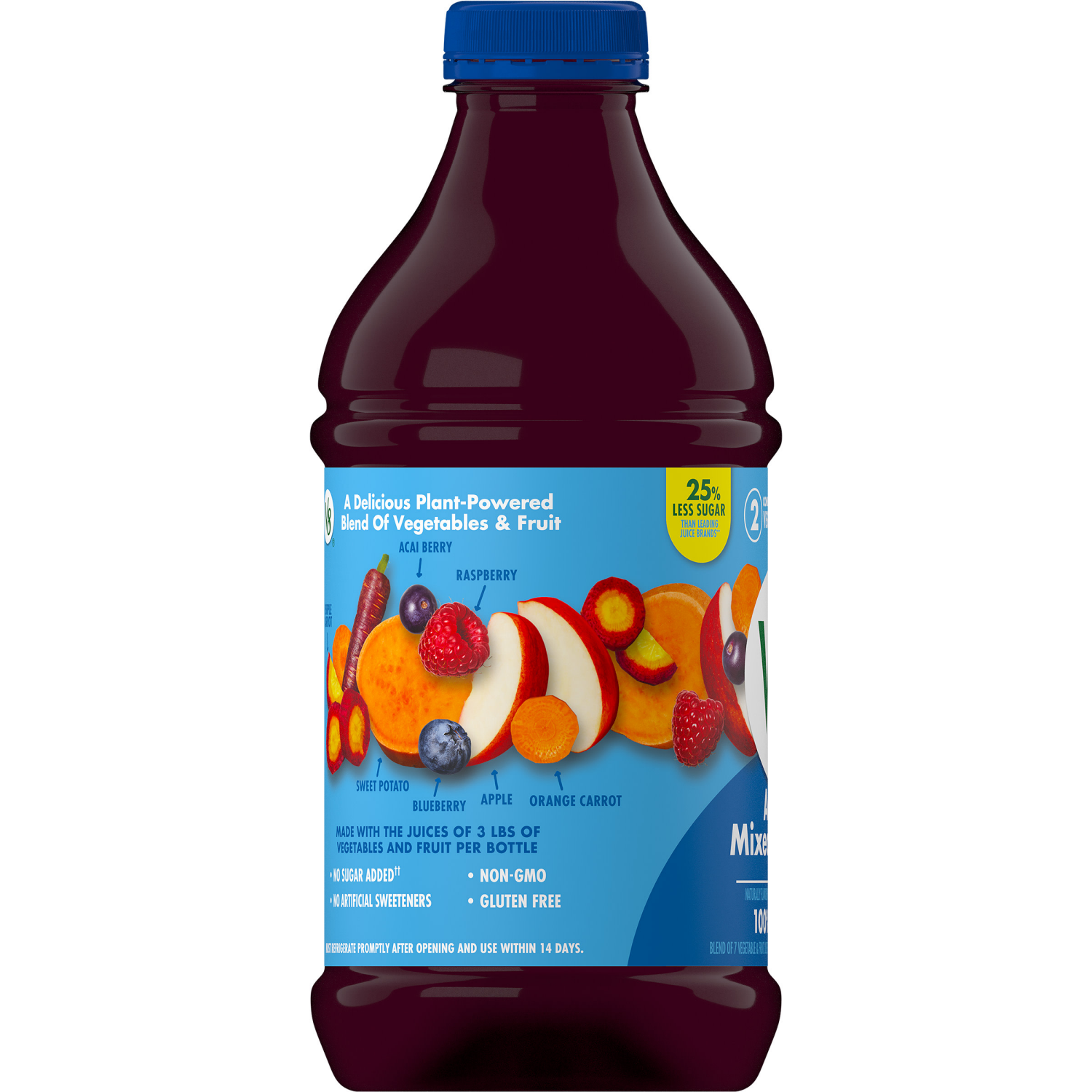 slide 5 of 5, V8 Acai Mixed Berry 100% Fruit and Vegetable Juice, 46.000 fl oz