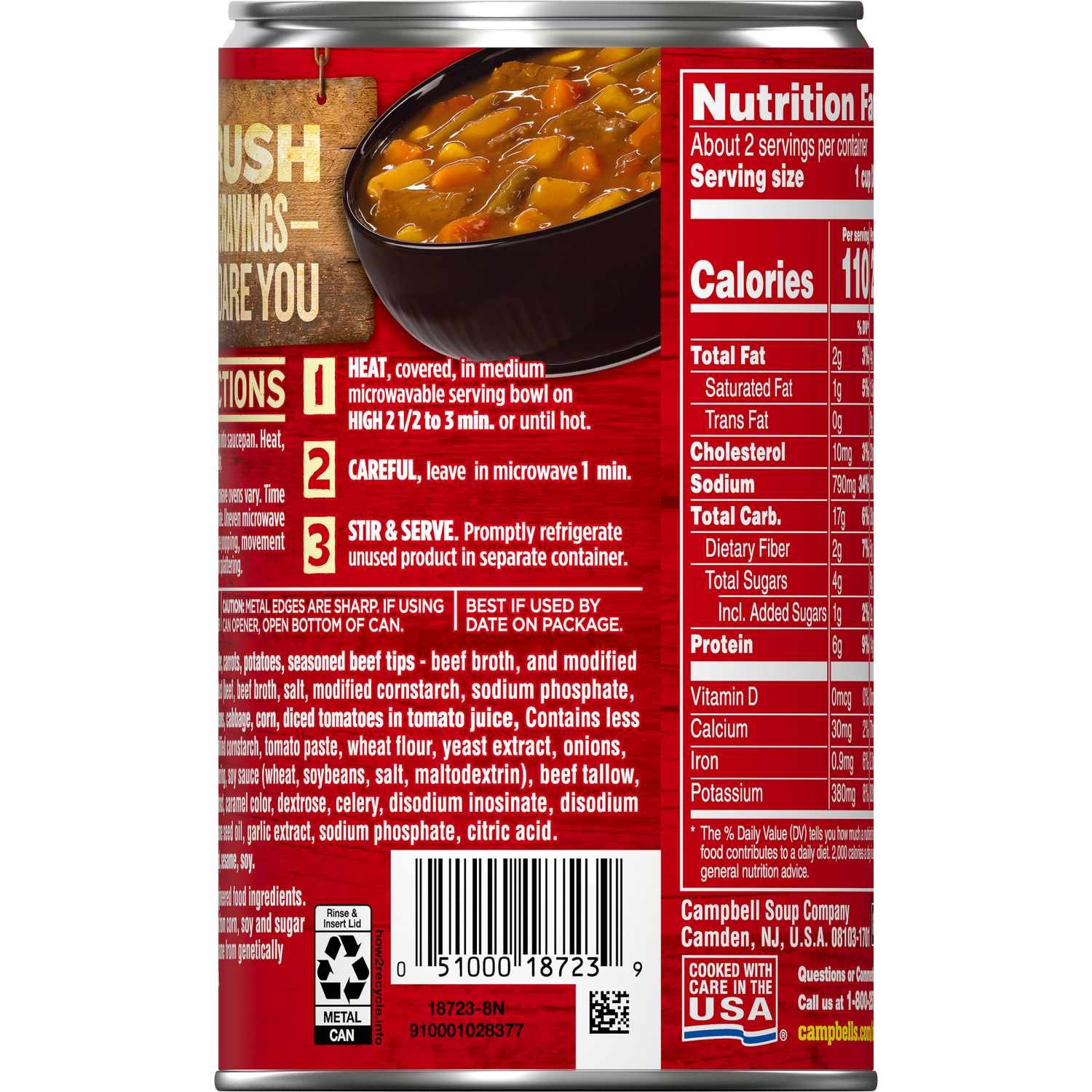 slide 3 of 5, Campbell's Roast Beef Tips With Vegetables Soup, 18.800 oz