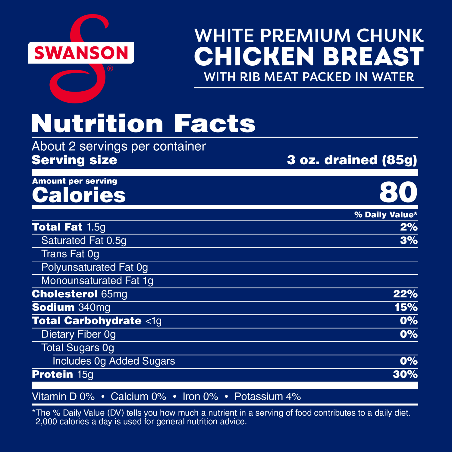 slide 2 of 5, Swanson White Premium Chunk Canned Chicken Breast in Water, 12.5 OZ Can, 12.500 oz