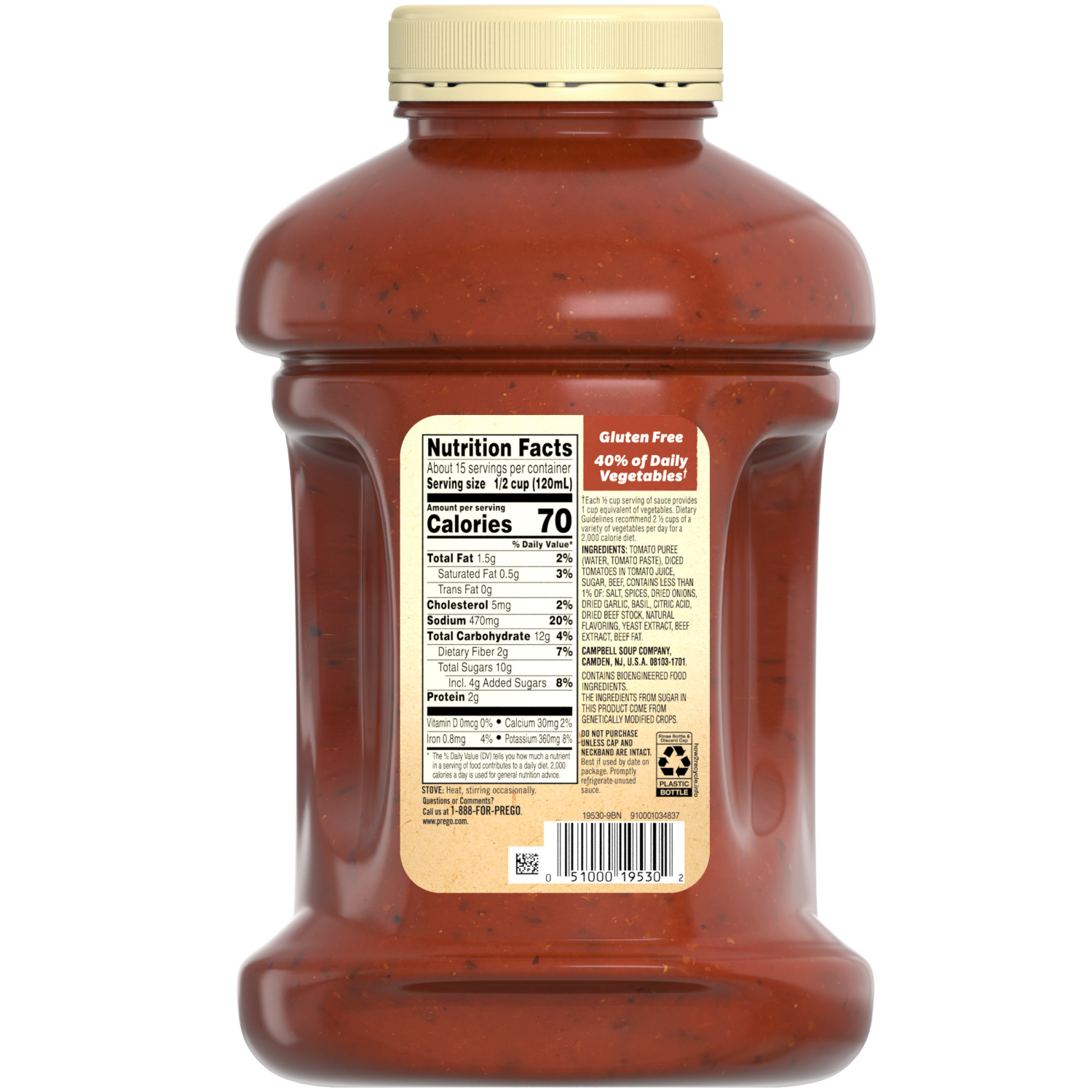 slide 5 of 8, Prego Flavored With Meat Pasta Sauce, 67.000 oz