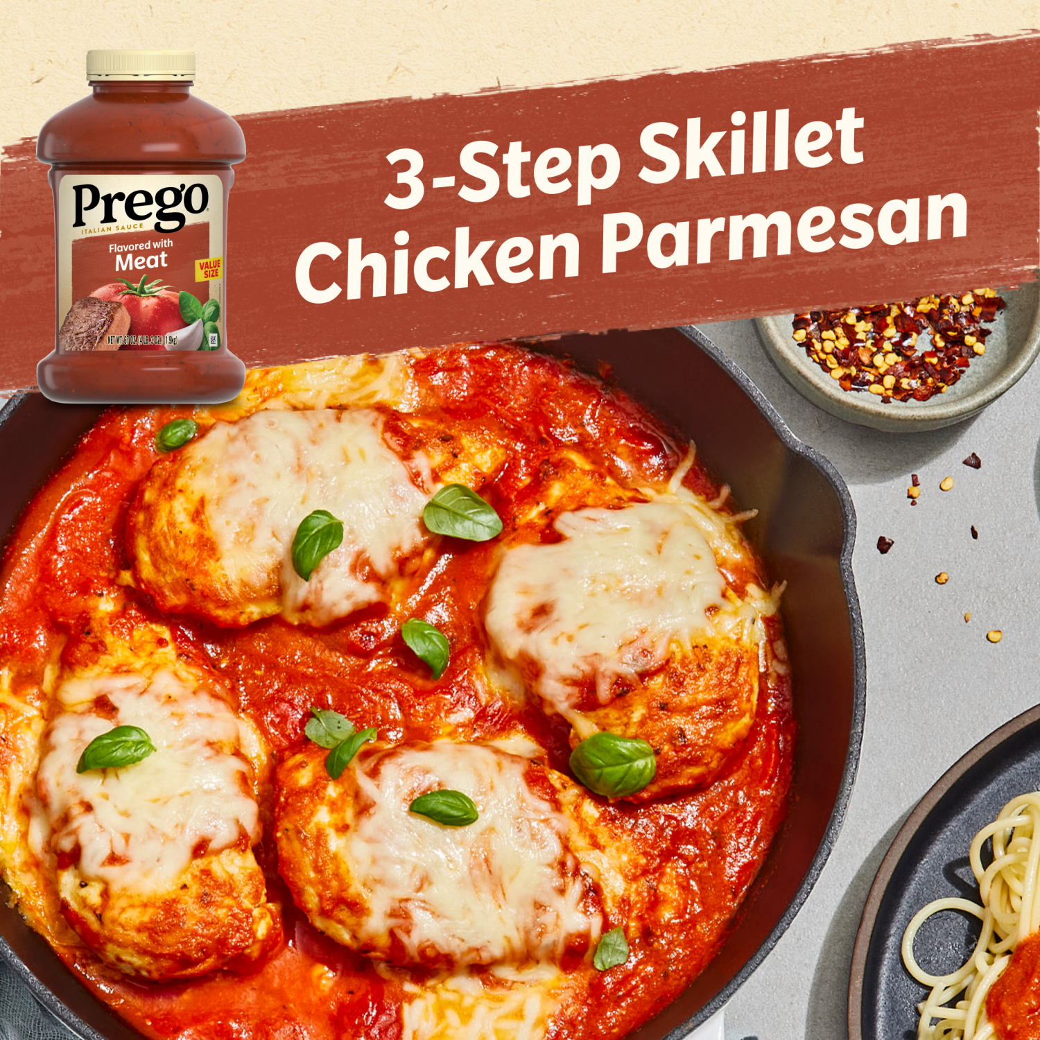 slide 6 of 8, Prego Flavored With Meat Pasta Sauce, 67.000 oz